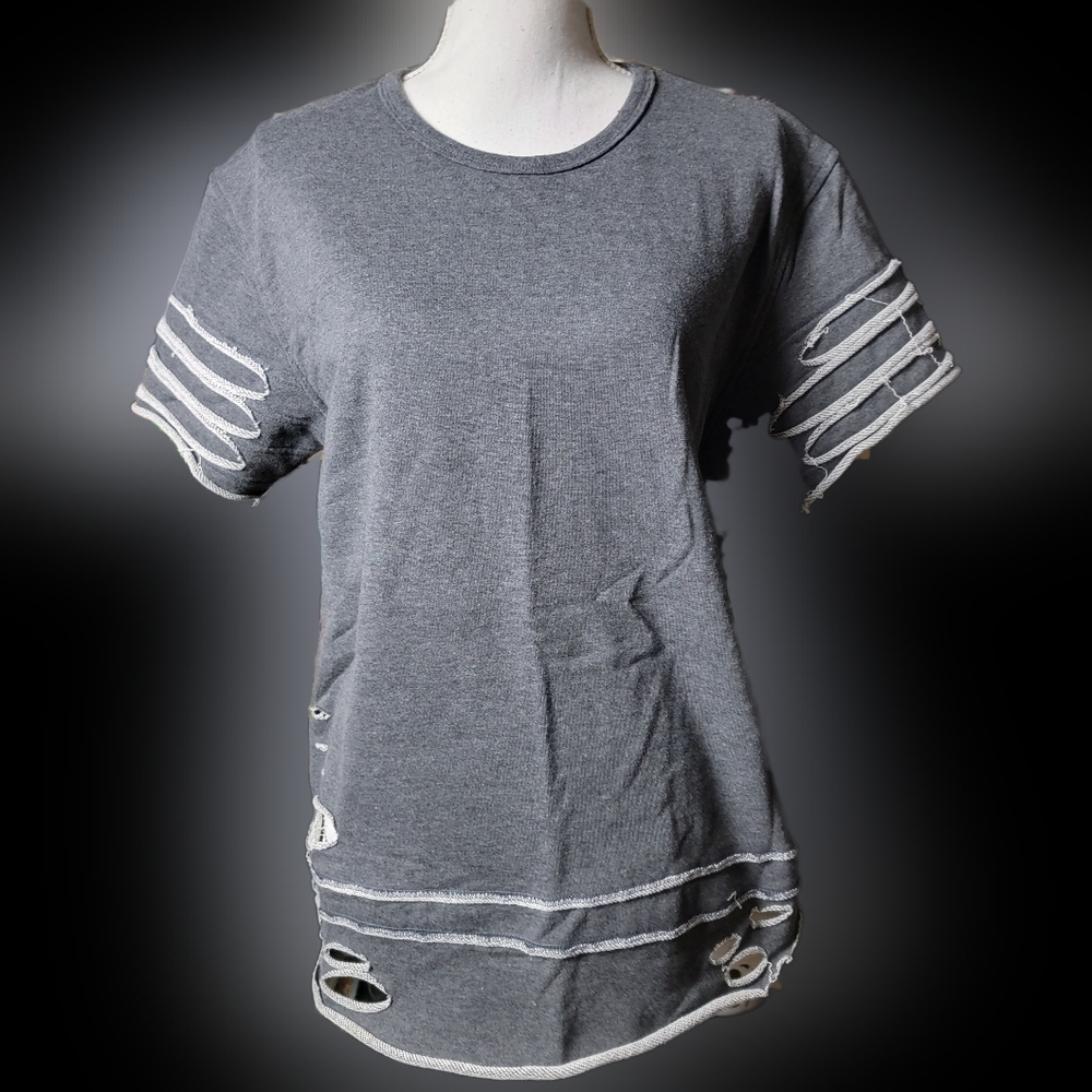 Fork Shirt Distressed Short Sleece Large